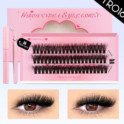 Lash Clusters Kit Cat Lashes 640 Pcs with Lash Bond & Seal Cluster Eyelash Extensions Eyelash Clusters Kit DIY at Home