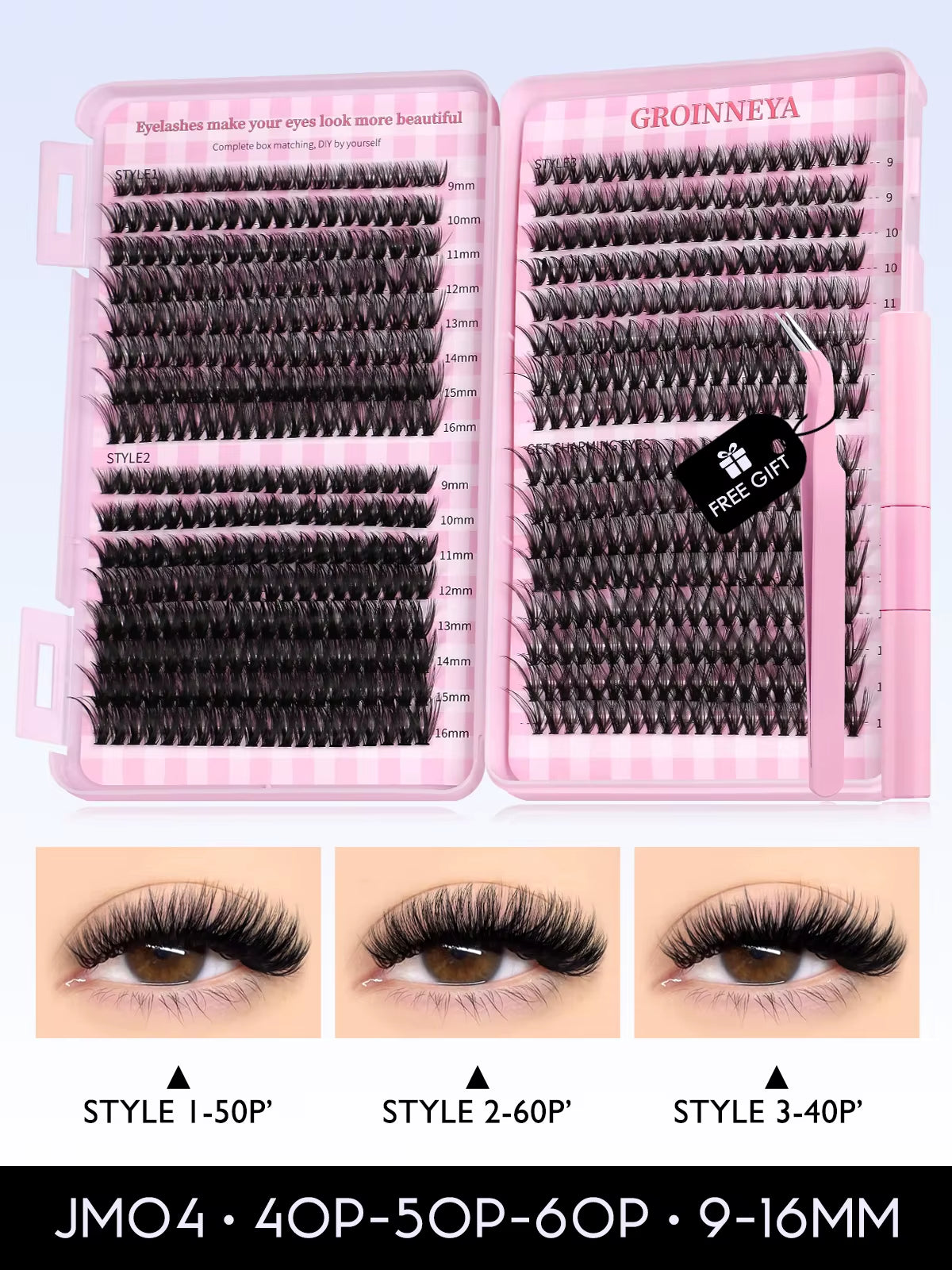 Lash Clusters Kit Cat Lashes 640 Pcs with Lash Bond & Seal Cluster Eyelash Extensions Eyelash Clusters Kit DIY at Home