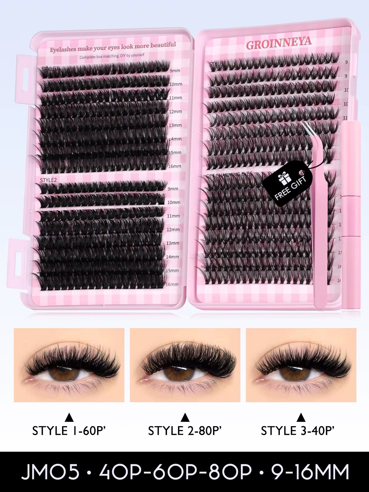 Lash Clusters Kit Cat Lashes 640 Pcs with Lash Bond & Seal Cluster Eyelash Extensions Eyelash Clusters Kit DIY at Home