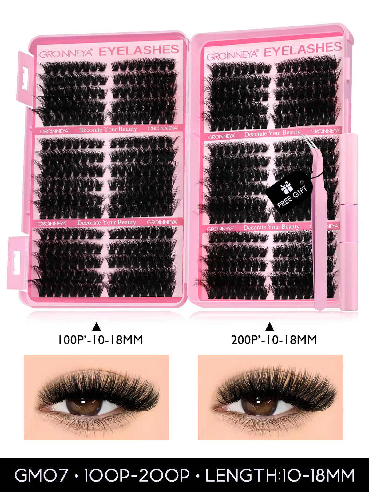 Lash Clusters Kit Cat Lashes 640 Pcs with Lash Bond & Seal Cluster Eyelash Extensions Eyelash Clusters Kit DIY at Home
