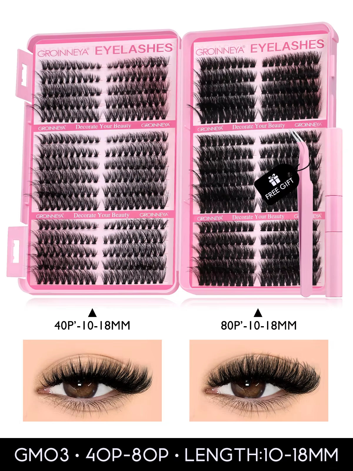 Lash Clusters Kit Cat Lashes 640 Pcs with Lash Bond & Seal Cluster Eyelash Extensions Eyelash Clusters Kit DIY at Home