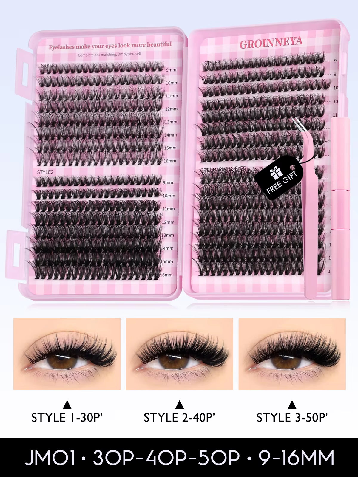 Lash Clusters Kit Cat Lashes 640 Pcs with Lash Bond & Seal Cluster Eyelash Extensions Eyelash Clusters Kit DIY at Home