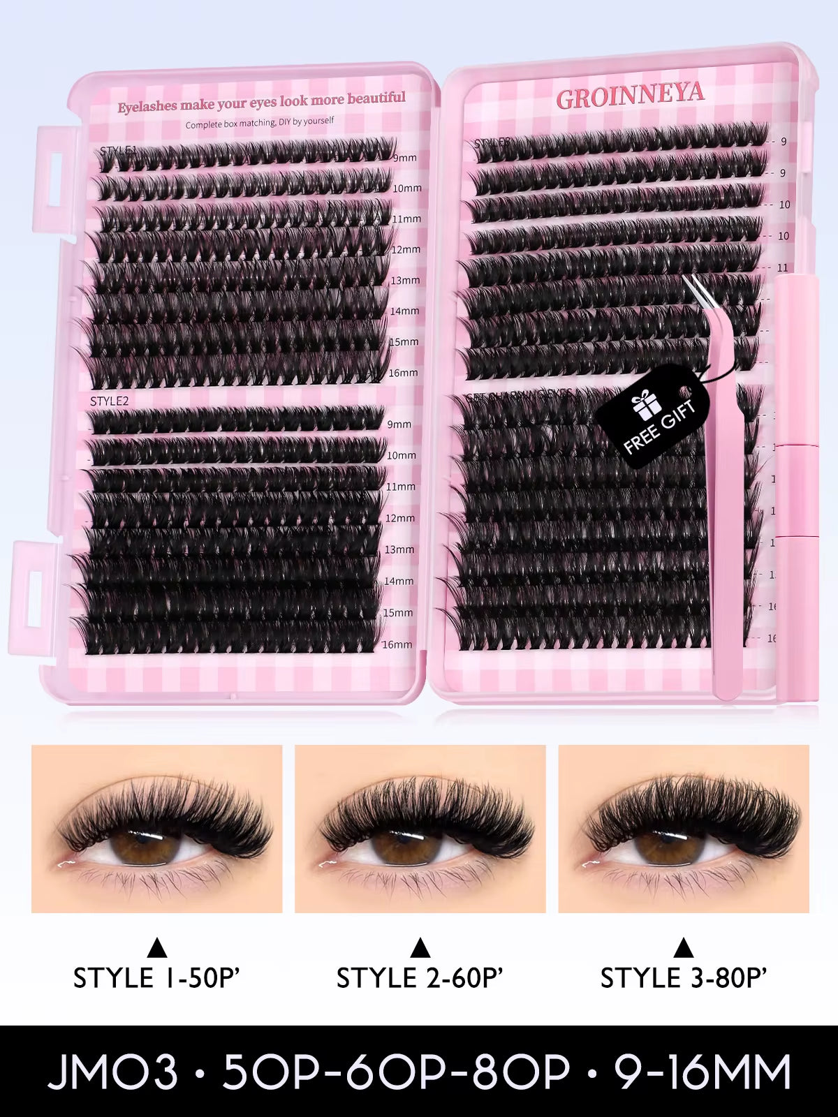 Lash Clusters Kit Cat Lashes 640 Pcs with Lash Bond & Seal Cluster Eyelash Extensions Eyelash Clusters Kit DIY at Home