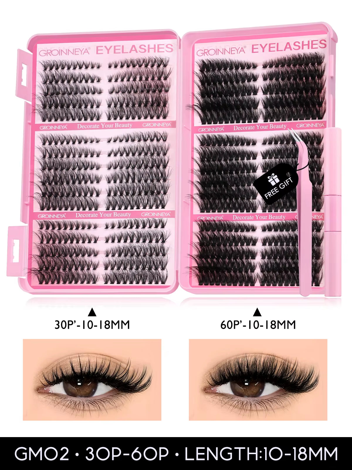 Lash Clusters Kit Cat Lashes 640 Pcs with Lash Bond & Seal Cluster Eyelash Extensions Eyelash Clusters Kit DIY at Home