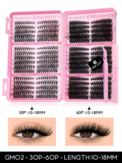 Lash Clusters Kit Cat Lashes 640 Pcs with Lash Bond & Seal Cluster Eyelash Extensions Eyelash Clusters Kit DIY at Home
