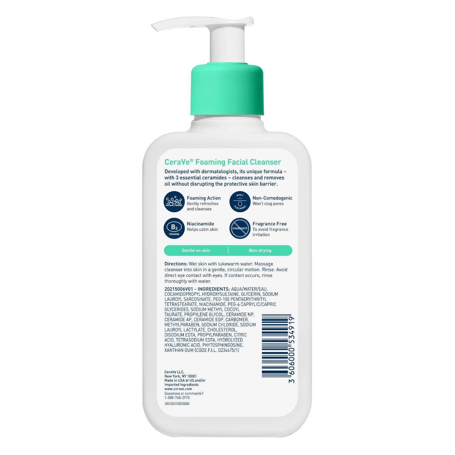 Foaming Facial Cleanser, Daily Face Wash for Normal to Oily Skin, 8 Fl Oz.