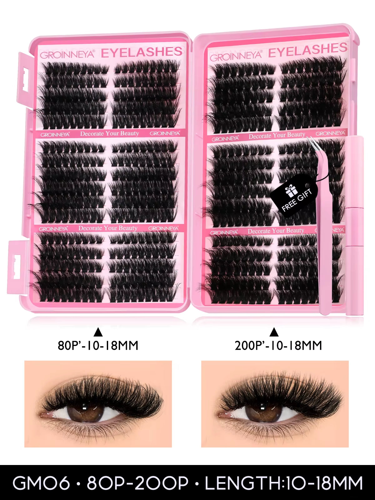 Lash Clusters Kit Cat Lashes 640 Pcs with Lash Bond & Seal Cluster Eyelash Extensions Eyelash Clusters Kit DIY at Home