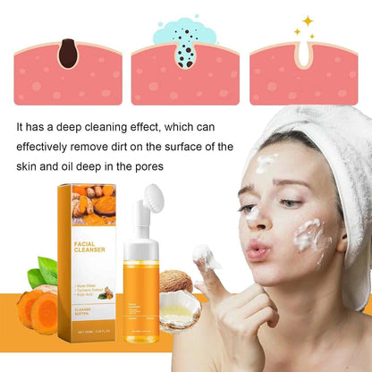 Turmeric Facial Cleanser, Turmeric Facial Wash, Turmeric Face Wash, Foaming Face Wash, Turmeric Foaming Cleanser for All Skin, Deep Cleaning, Moisturizing, Easy to Use